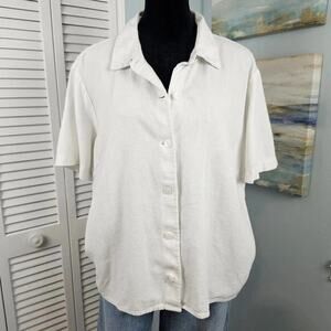 Rafaella White Linen Blend top XL